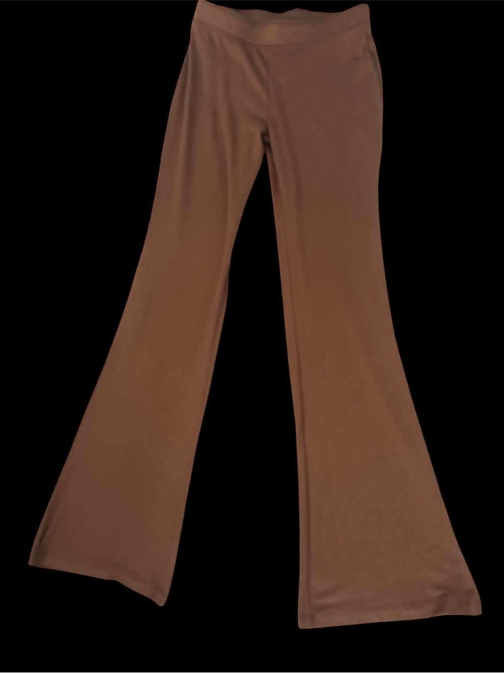 Women's Nude Brown Flared Lounge ribbed knit Pants Sz Small